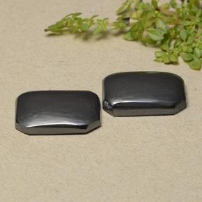 Pedras preciosas de hematita cinza natural de 17,78 ct, corte esmeralda, opaco