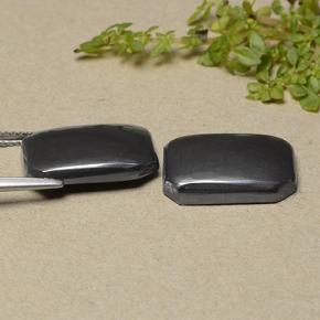 Pedras preciosas de hematita cinza natural de 17,78 ct, corte esmeralda, opaco