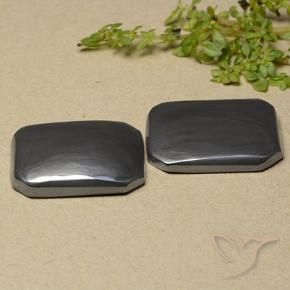 Pedras preciosas de Hematita Cinza escuro natural de 37.51 ct, Corte Octógono / Esmeralda, Opaco