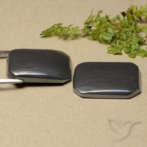 Pedras preciosas de Hematita Cinza escuro natural de 37.51 ct, Corte Octógono / Esmeralda, Opaco
