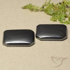 Pedras preciosas de Hematita preto cinza natural de 40.49 ct, Corte Octógono / Esmeralda, Opaco