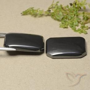 Pedras preciosas de Hematita preto cinza natural de 40.49 ct, Corte Octógono / Esmeralda, Opaco