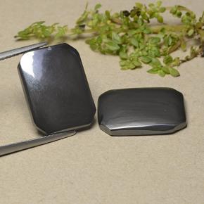 Pedras preciosas de Hematita preto cinza natural de 27.63 ct, Corte Esmeralda, Opaco