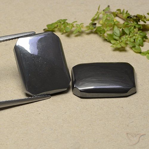 32.33ctw Natural preto cinza Hematita, Corte Esmeralda, Opaco
