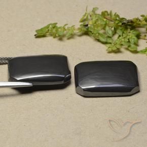 Pedras preciosas de Hematita preto cinza natural de 32.33 ct, Corte Octógono / Esmeralda, Opaco