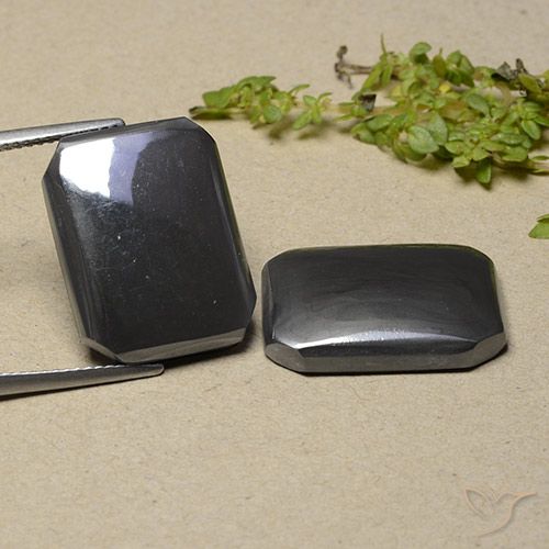 36.84ctw Natural preto cinza Hematita, Corte Esmeralda, Opaco