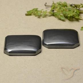 Pedras preciosas de Hematita preto cinza natural de 36.84 ct, Corte Octógono / Esmeralda, Opaco