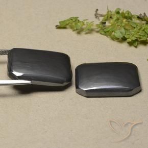 Pedras preciosas de Hematita preto cinza natural de 36.84 ct, Corte Octógono / Esmeralda, Opaco