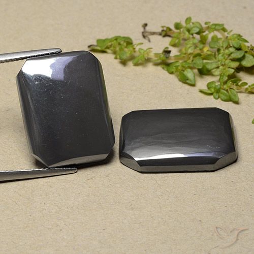 41.25ctw Natural preto cinza Hematita, Corte Esmeralda, Opaco