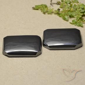 Pedras preciosas de Hematita preto cinza natural de 41.25 ct, Corte Octógono / Esmeralda, Opaco