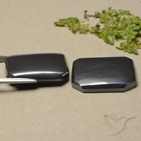 Pedras preciosas de Hematita preto cinza natural de 41.25 ct, Corte Octógono / Esmeralda, Opaco