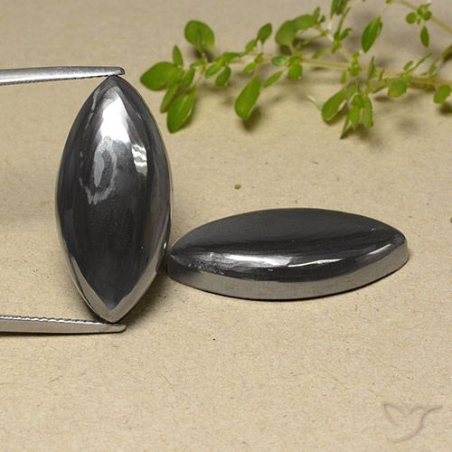 46.29ctw Natural preto cinza Hematita, Marquesa, Opaco