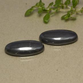 Pedras preciosas de hematita cinza natural de 18,81 ct, corte oval, opaco