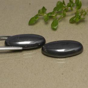 Pedras preciosas de hematita cinza natural de 18,81 ct, corte oval, opaco