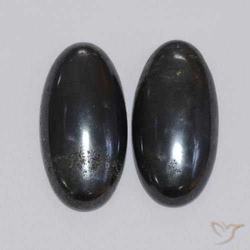 17.40ctw Natural Cinza escuro Hematita, oval, Opaco