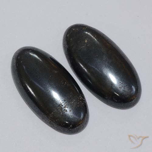 Pedras preciosas de Hematita Cinza escuro natural de 17.40 ct, oval, Opaco