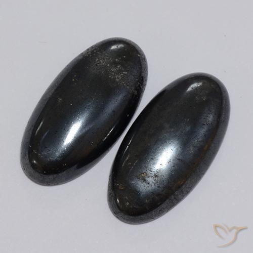 Pedras preciosas de Hematita Cinza escuro natural de 17.40 ct, oval, Opaco