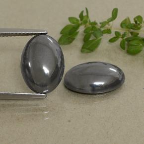 Pedras preciosas de hematita cinza natural de 14,47 ct, corte oval, opaco