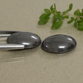 Pedras preciosas de hematita cinza natural de 14,47 ct, corte oval, opaco