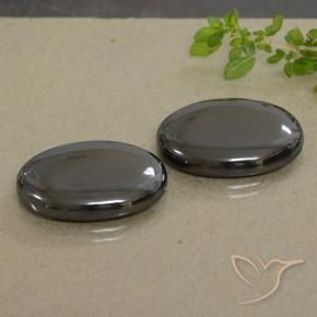 Pedras preciosas de Hematita preto cinza natural de 53.80 ct, oval, Opaco