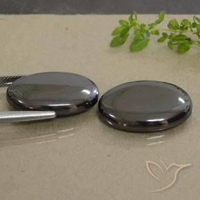 Pedras preciosas de Hematita preto cinza natural de 53.80 ct, oval, Opaco