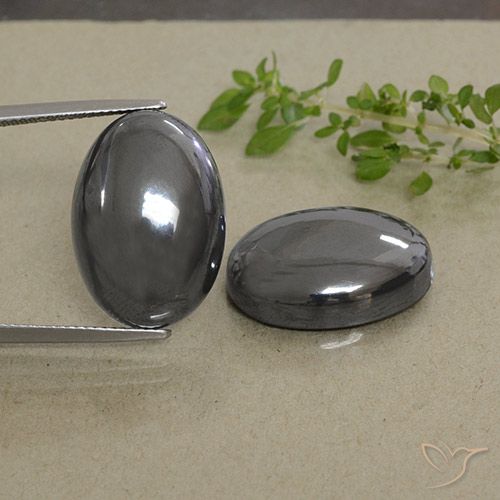 Pedras preciosas de Hematita preto cinza natural de 55.52 ct, Corte Oval, Opaco