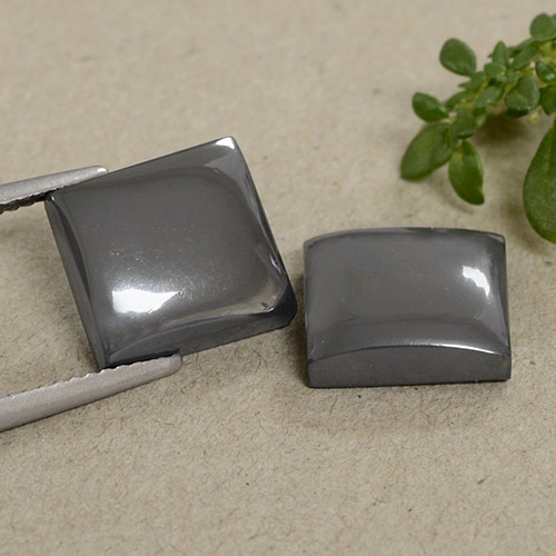 Pedras preciosas de Hematita cinza médio natural de 14.82 ct, Quadrado, Opaco