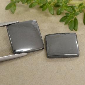 Pedras preciosas de hematita cinza natural de 9,68 ct, quadrado, opaco