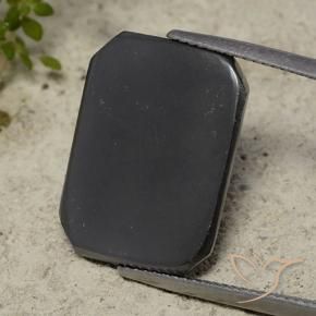 Hematita preto e cinza natural 16,50ct, corte esmeralda, opaco