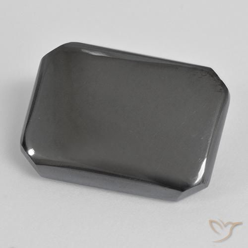 17.55ct Natural cinza médio Hematita, Corte Esmeralda, Opaco
