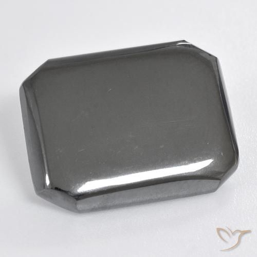 18.98ct Natural cinza médio Hematita, Corte Esmeralda, Opaco