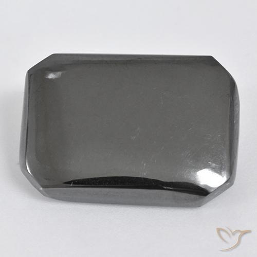 19.55ct Natural Cinza prateado Hematita, Corte Esmeralda, Opaco