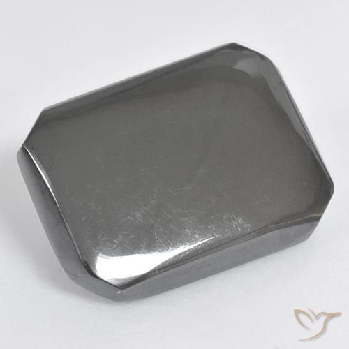 Hematita Cinza prateado Natural 19.55ct, Corte Octógono / Esmeralda, Opaco