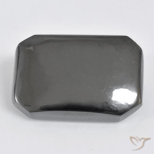 21.90ct Natural cinza médio Hematita, Corte Esmeralda, Opaco