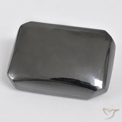 25.04ct Natural cinza médio Hematita, Corte Esmeralda, Opaco