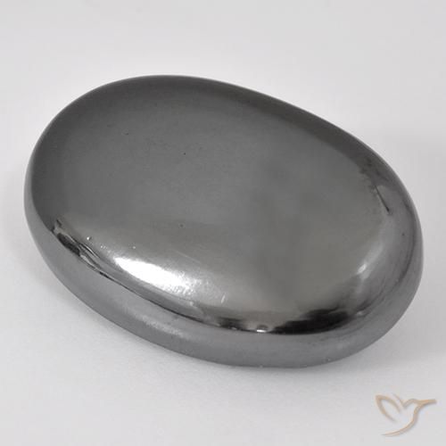 Hematita Cinza prateado Natural 34.18ct, oval, Opaco