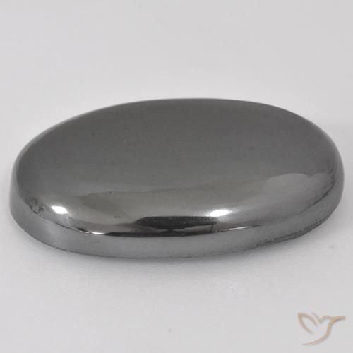 Hematita Cinza prateado Natural 34.18ct, oval, Opaco