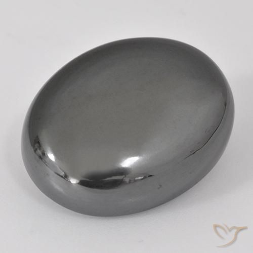 Hematita Cinza prateado Natural 38.37ct, oval, Opaco