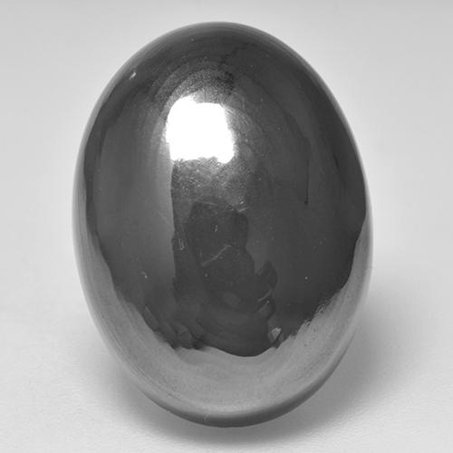 Hematita cinza natural 32,16ct, corte oval, opaco