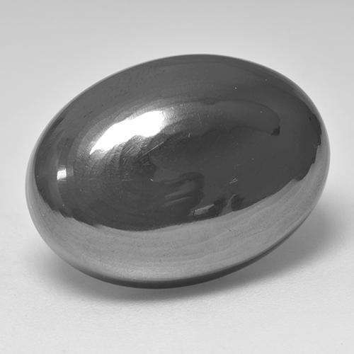Hematita cinza natural 32,16ct, corte oval, opaco