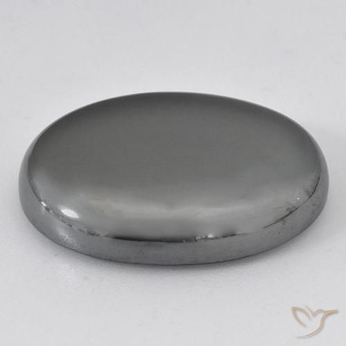 Hematita Cinza prateado Natural 33.59ct, oval, Opaco