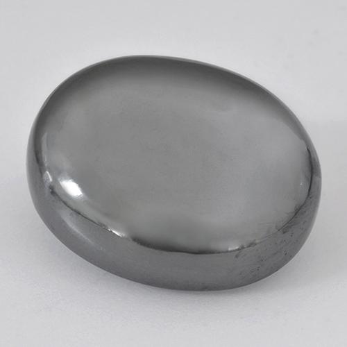 Hematita cinza natural 28,48ct, corte oval, opaco