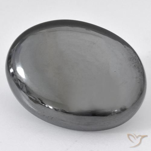 37.03ct Natural Cinza prateado Hematita, oval, Opaco