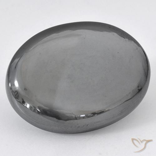 Hematita Cinza prateado Natural 37.03ct, oval, Opaco