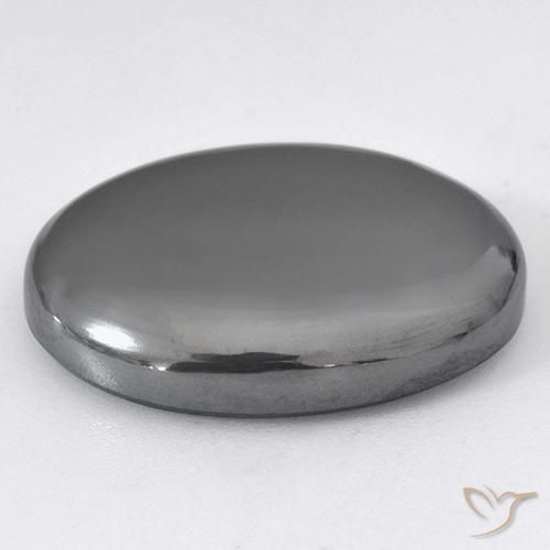 Hematita Cinza prateado Natural 37.03ct, oval, Opaco