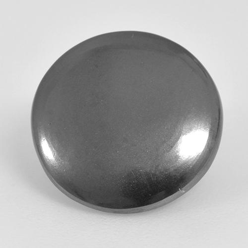Hematita cinza natural 6,86ct, corte redondo, opaco