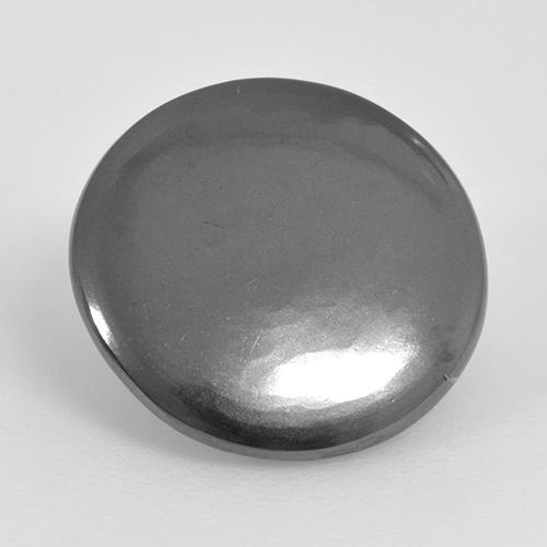 Hematita cinza natural 6,86ct, corte redondo, opaco