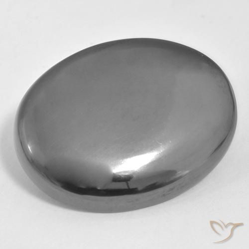 Hematita Cinza prateado Natural 35.72ct, oval, Opaco