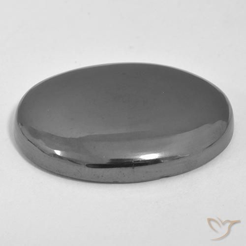 Hematita Cinza prateado Natural 35.72ct, oval, Opaco