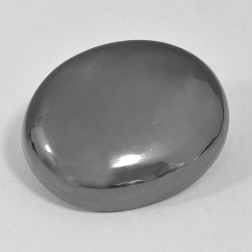 Hematita cinza natural 24,76ct, corte oval, opaco